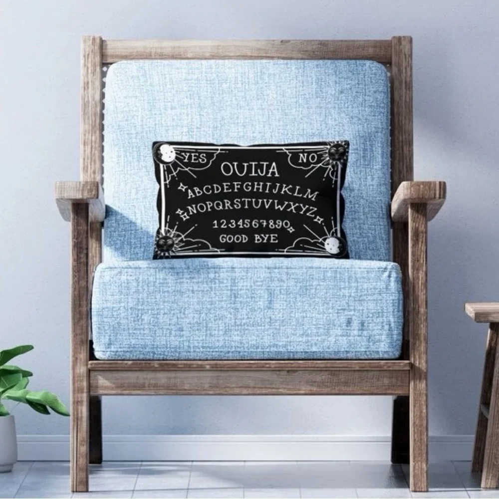 Pillow Cover Ouija Board Moon Stars Skull Black White Lumbar 19.7 in X 11.8